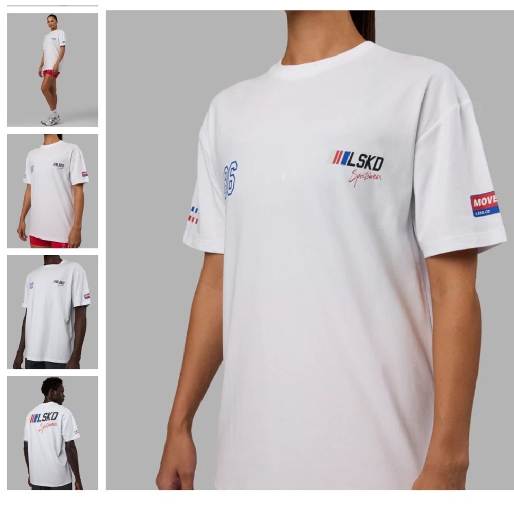 LSKD Redline FLXCotton Tee Oversize White Unisex Sportswear S USST00835 NEW NWT - Picture 8 of 16